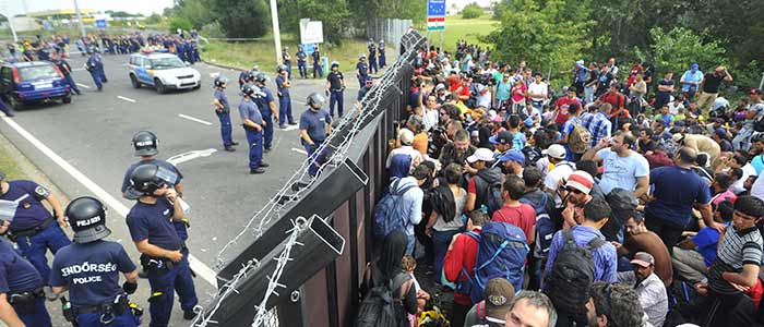 Refugees at the Slovenian border Refugees at the Slovenian border