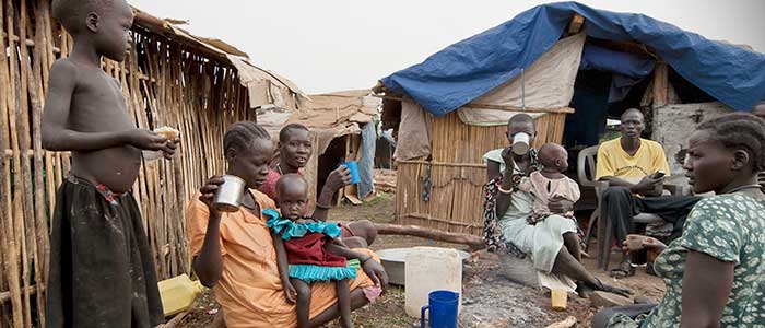 People in displaced persons camp in Juba, South Sudan People in displaced persons camp in Juba, South Sudan