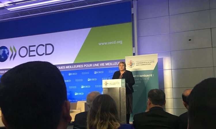 Norway PM at OECD anticorruption forum, March 2018