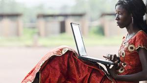 A woman on her laptop