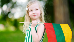 Lithuanian child with flag