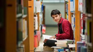 A student in the library