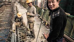 Employees at work on a construction site