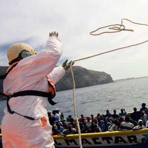 African migrants in boat