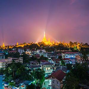 Yangon, Myanmar at night 