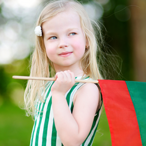 Lithuanian child with flag