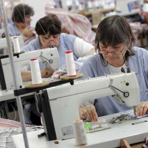 Women working in a textiles factory