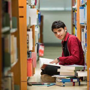 A student in the library