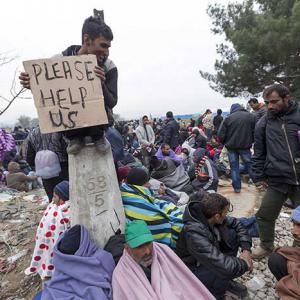 Migrants and refugees in Greece.