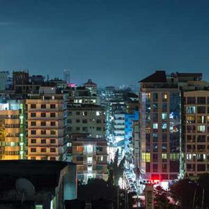 The city of Dar es Saleem, Tanzania at night