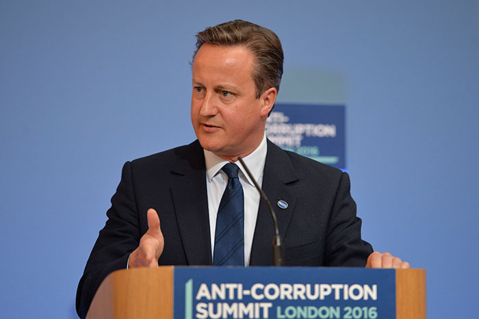 UK prime minister David Cameron at the Anti-Corruption Summit. Credit: Robert Thom/ Cabinet Office