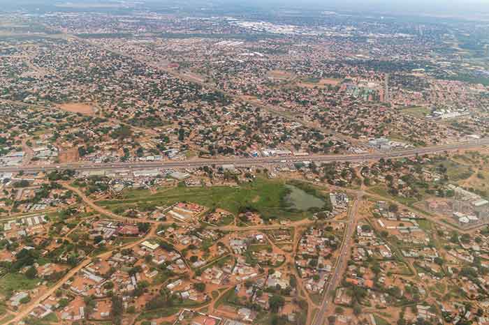 Gaborone, the capital of Botswana, from above