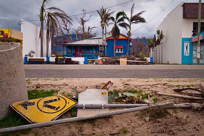 Damage from a tropical cyclone in Australia 