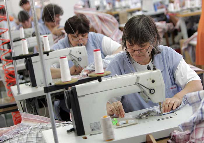 Women working in a textiles factory