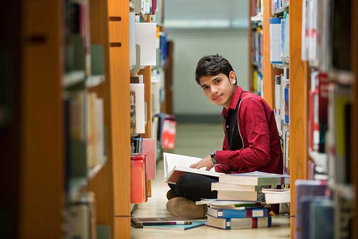 A student in the library