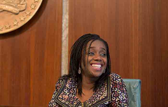 Nigerian minister of finance Kemi Adeosun. Credit: IMF staff photo/Stephen Jaffe
