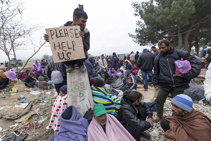 Migrants and refugees in Greece.