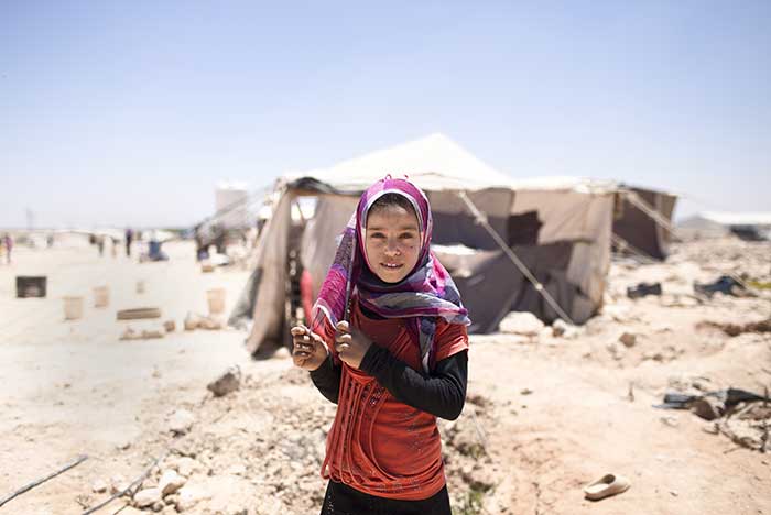 A Syrian girl in a refugee camp in Jordan
